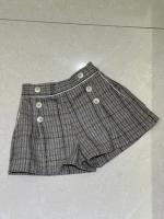 Tuck short pants / tweed grey check