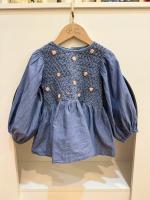 藍色小花刺繡上衣