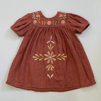 (請看說明) 紅棕色刺繡洋裝