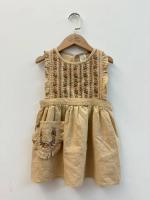 復古風刺繡荷葉邊吊帶裙