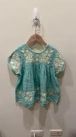 撞色民族風刺繡上衣 STEVIE BLOUSE - SEAGLASS