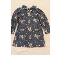 Labranza high neck dress 荷葉高領復古霧藍小花洋裝