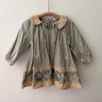 Merle dress - eau de nil長袖刺繡連身洋裝