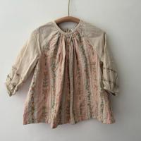 長袖碎花刺繡棉麻上衣