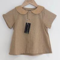 Exclusive- Blouse Monceau - LINEN BEIGE & CARAMEL CHECK