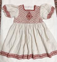 法式復古刺繡棉麻公主袖洋裝