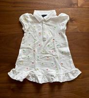 女童白色彩色小馬刺繡翻領荷葉裙擺洋裝