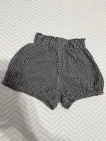 黑白格紋鬆緊腰休閒短褲
