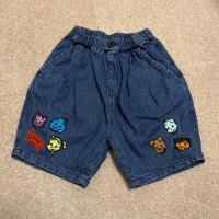 卡通角色刺繡圖案牛仔短褲