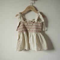Shorts & top set Natural cotton flex with multi color eyelet emb