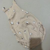棉花圖案無袖連身包屁衣