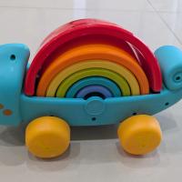 嬰幼兒彩虹蝸牛堆疊益智拉拉車