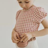 petit puff tee - pink gingham
