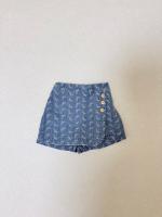 藍色花朵刺繡丹寧短裙