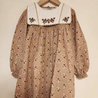 AW24 古典印花 長袖大方領洋裝