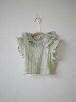 湖水綠刺繡上衣