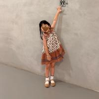 咖色花花格子洋裝