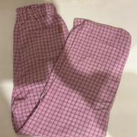 粉紫色格紋休閒長褲