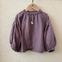 紫色兔兔刺繡燈籠袖上衣