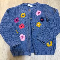 藍色花朵刺繡針織開襟外套