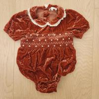 Noralee Elizabeth Romper Ruby 絲絨刺繡包屁衣