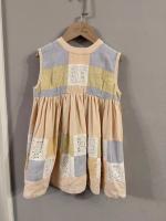 拼布風無袖亞麻洋裝(或交換2-3y)