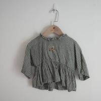 綠色格紋狐吉刺繡上衣