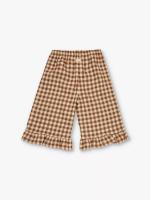 Chestnut Gingham Frill elasticated-waistband organic-cotton trousers