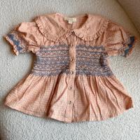 Light Pink Organic Check Voile Handsmock Blouse