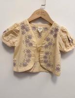 刺繡花朵短袖罩衫
