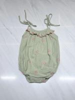 洋梨綠格紋荷葉刺繡包屁衣 24m