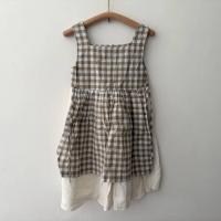 格紋圍裙洋裝 Amy Dress - Beige