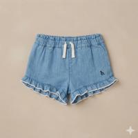女童牛仔荷葉邊短褲