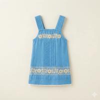 淺藍色刺繡細肩帶連身裙