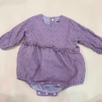 紫色刺繡小花包屁衣