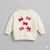 白色kitty造型蝴蝶結長袖上衣
