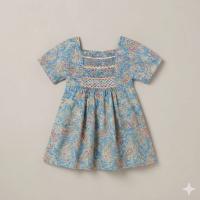 6A刺繡褶皺洋裝