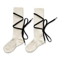 Anastasie - Lace-up Ribbed Knee Socks - Lamb
