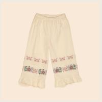 Apolina - 花卉刺繡長褲 - winona milk cream - 3-5y