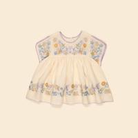 米色花卉刺繡連身裙
