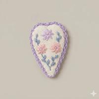 紫色手工刺繡花朵愛心造型髮夾