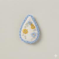 手工刺繡花朵布面髮夾