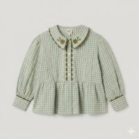 AW24花花刺繡格紋上衣
