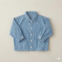 藍白條紋長袖襯衫外套