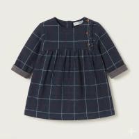 長袖格子洋裝