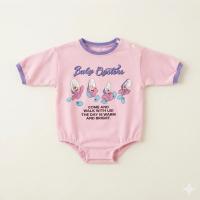 粉色 Baby Oysters 印花拼接連身包屁衣