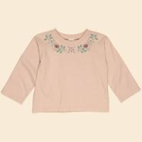 粉色刺繡花卉長袖上衣