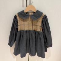Popelin Dark Grey Two-Tone Dress With Baby Collar