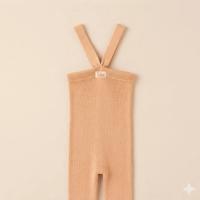復古羅紋吊帶褲 - Light Brown