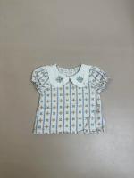 女童復古碎花刺繡翻領上衣
